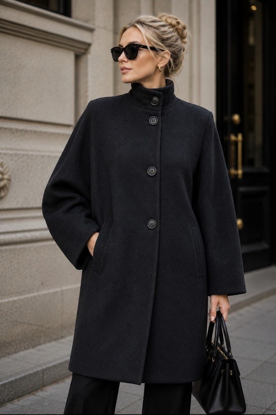 VTG Regency Pure Camel Hair Black Coat Sz Shoulder Pads Quiet Luxury Mob Wife